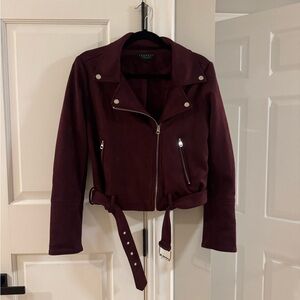 Vero Moda Deep Burgundy Suede Moto Jacket